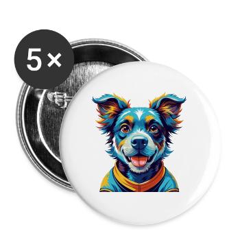 Dunker Hunderasse Bunt Karikatur Kawaii - Buttons groß 56 mm (5er Pack) - Weiß - Vorne