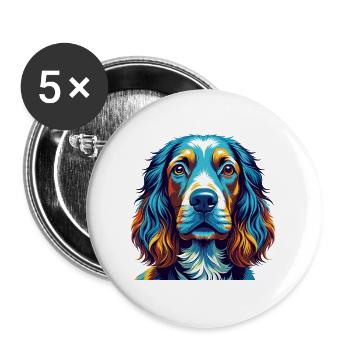 Cocker anglais Spaniel Chien Race Dessin animé Kawaii - Lot de 5 grands badges (56 mm) - blanc - Devant