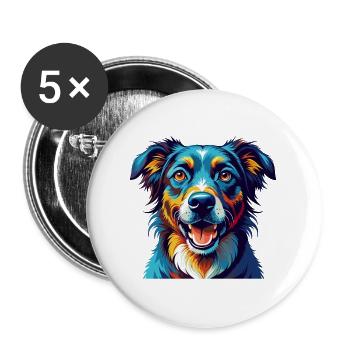 Chien de cur de montagne race coloré dessin animé Kawaii - Lot de 5 grands badges (56 mm) - blanc - Devant