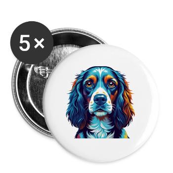 Norfolk Spaniel Hunderasse Bunte Karikatur Kawaii - Buttons groß 56 mm (5er Pack) - Weiß - Vorne