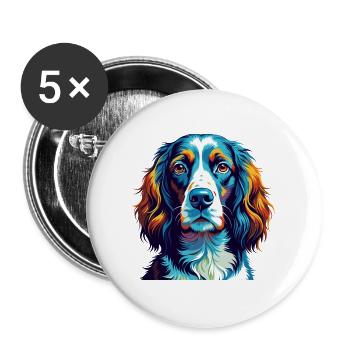 English Springer Spaniel Hunderasse Karikatur Kawaii - Buttons groß 56 mm (5er Pack) - Weiß - Vorne