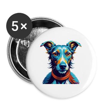 Lurcher Hunderasse Bunte Karikatur Kawaii - Buttons groß 56 mm (5er Pack) - Weiß - Vorne