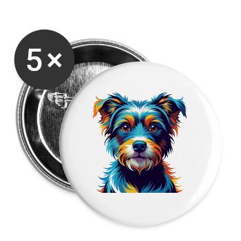 Hamiltonstovare Hunderasse Bunter Cartoon Kawaii - Buttons groß 56 mm (5er Pack) - Weiß - Vorne