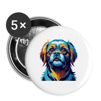 Griffon Nivernais Hunderasse Karikatur Kawaii - Buttons groß 56 mm (5er Pack) - Weiß - Vorne