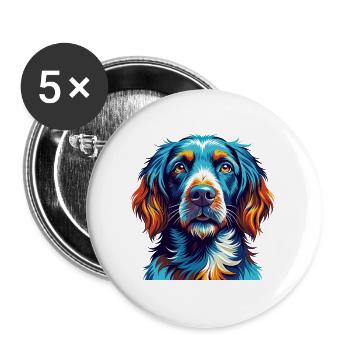 German Longhaired Pointer Dog Breed Cartoon Kawaii - Buttons large 2.2''/56 mm (5-pack) - white - Front