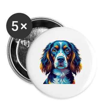 Épagneul allemand Chien race Dessin animé coloré Kawaii - Lot de 5 grands badges (56 mm) - blanc - Devant