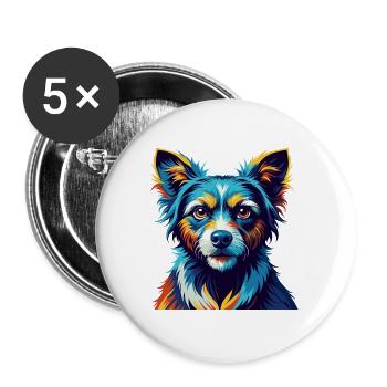 Hortaya Borzaya Hunderasse bunter Cartoon Kawaii - Buttons groß 56 mm (5er Pack) - Weiß - Vorne