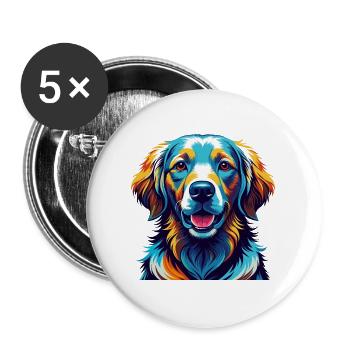 Golden Retriever Dog Breed Colorful Cartoon Kawaii - Buttons large 2.2''/56 mm (5-pack) - white - Front