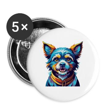 Kai Ken Hunderasse Bunte Karikatur Kawaii - Buttons groß 56 mm (5er Pack) - Weiß - Vorne