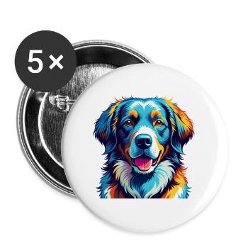 Kuvasz Hunderasse Bunte Karikatur Kawaii - Buttons groß 56 mm (5er Pack) - Weiß - Vorne