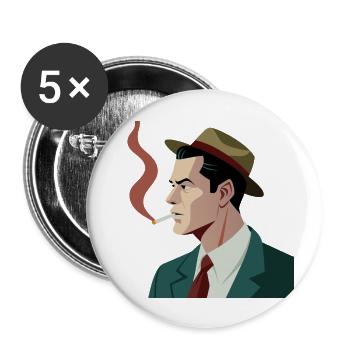 Homme - Vintage - Lot de 5 grands badges (56 mm) - blanc - Devant