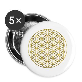 Flower of Life Gold | Flower of Life Gold - Buttons large 2.2''/56 mm (5-pack) - white - Front
