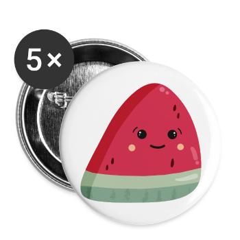 Pastèque Kawaii - Lot de 5 grands badges (56 mm) - blanc - Devant