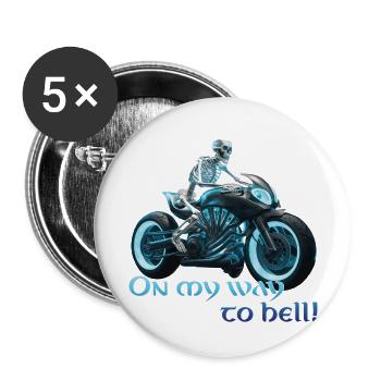 Biker Skeleton 06 2024 A 02 - Buttons large 2.2''/56 mm (5-pack) - white - Front