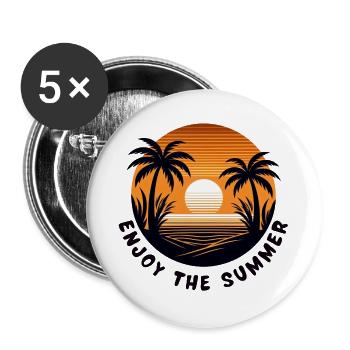 Enjoy the summer - Buttons large 2.2''/56 mm (5-pack) - white - Front