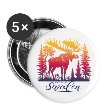 Suède Suède Viking Nordique Scandinavie Solstice d’été - Lot de 5 grands badges (56 mm) - blanc - Devant