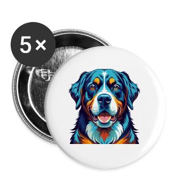 Grand Bouvier Suisse Race Dessin Animé Kawaii - Lot de 5 grands badges (56 mm) - blanc - Devant