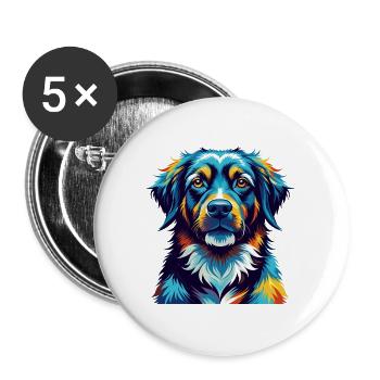 Karst Schäferhund Hunderasse Bunt Karikatur Kawaii - Buttons groß 56 mm (5er Pack) - Weiß - Vorne