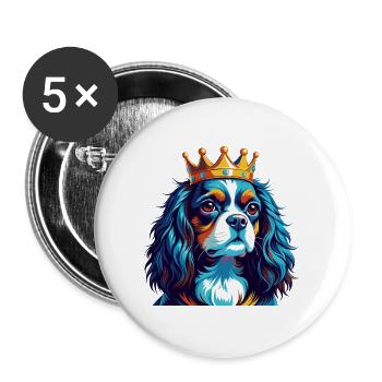King Charles Dog Breed Colorful Cartoon Kawaii - Buttons large 2.2''/56 mm (5-pack) - white - Front