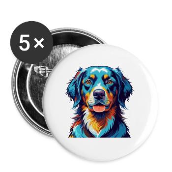 Hovawart Chien Race Coloré Dessin Animé Kawaii - Lot de 5 grands badges (56 mm) - blanc - Devant