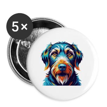 Chien courant à poil dur d’Istrie Race Dessin animé Kawaii - Lot de 5 grands badges (56 mm) - blanc - Devant