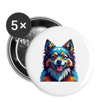Indian Spitz Dog Breed Colorful Cartoon Kawaii - Buttons large 2.2''/56 mm (5-pack) - white - Front
