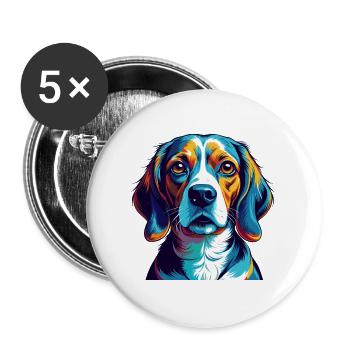 Kerry Beagle Chien Race Coloré Dessin animé Kawaii - Lot de 5 grands badges (56 mm) - blanc - Devant
