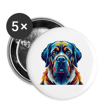 Kumaon Mastiff Chien Race Coloré Dessin animé Kawaii - Lot de 5 grands badges (56 mm) - blanc - Devant