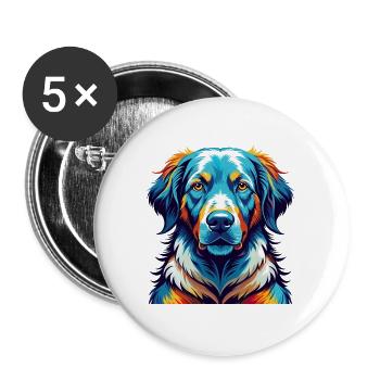 Kuvasz Hongrois Chien Race Coloré Dessin Animé Kawaii - Lot de 5 grands badges (56 mm) - blanc - Devant