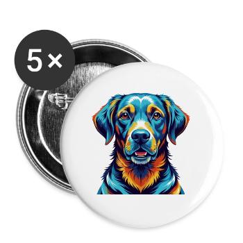 Labrador Hunderasse Bunte Karikatur Kawaii - Buttons groß 56 mm (5er Pack) - Weiß - Vorne