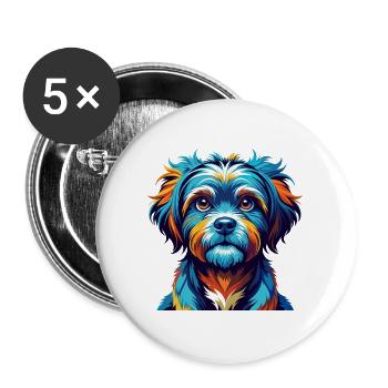 Lowchen Little Lion Dog Breed Cartoon Kawaii - Buttons large 2.2''/56 mm (5-pack) - white - Front