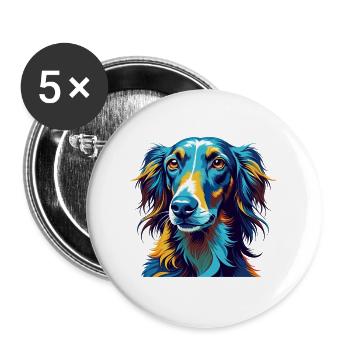Vieux lévrier croate race de chien dessin animé Kawaii - Lot de 5 grands badges (56 mm) - blanc - Devant