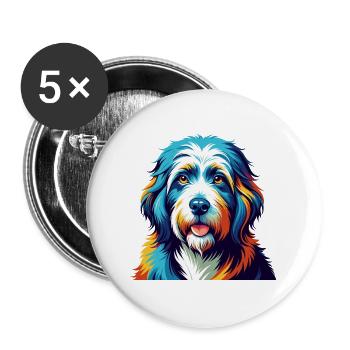 Vieux chien de berger anglais race coloré dessin animé Kawaii - Lot de 5 grands badges (56 mm) - blanc - Devant