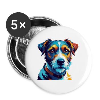 Parson Russell Terrier Dog Breed Cartoon Kawaii - Buttons large 2.2''/56 mm (5-pack) - white - Front