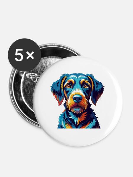 Pudelpointer Hunderasse Bunte Karikatur Kawaii - Buttons groß 56 mm (5er Pack) - Weiß