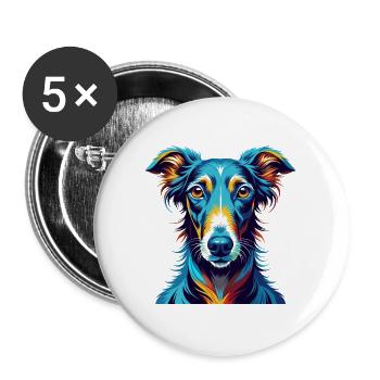 Lévrier polonais Chien race Coloré Dessin animé Kawaii - Lot de 5 grands badges (56 mm) - blanc - Devant
