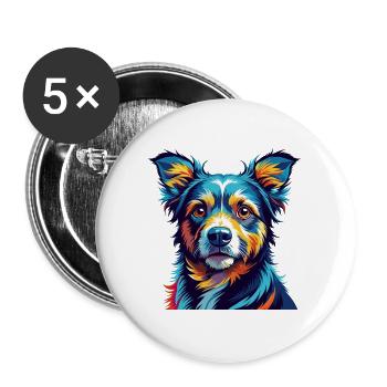Ratonero Murciano Race Chien Dessin Animé Kawaii - Lot de 5 grands badges (56 mm) - blanc - Devant