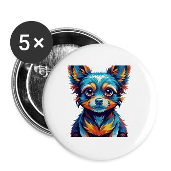Jouet Russe Chien Race Coloré Dessin Animé Kawaii - Lot de 5 grands badges (56 mm) - blanc - Devant
