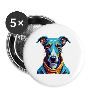 Rampur lévrier chien race coloré dessin animé Kawaii - Lot de 5 grands badges (56 mm) - blanc - Devant