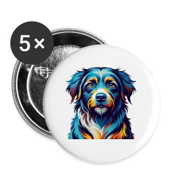 Rumänische Mioritische Hunderasse Karikatur Kawaii - Buttons groß 56 mm (5er Pack) - Weiß - Vorne