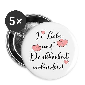 ABSCHIED LIEBE DANKBARKEIT Verbundenheit - Buttons groß 56 mm (5er Pack) - Weiß - Vorne