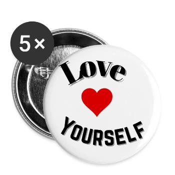 Sich selbst lieben - Buttons groß 56 mm (5er Pack) - Weiß - Vorne