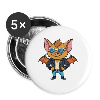 Lunettes de soleil Bat Funny Cartoon Kawaii Jacket - Lot de 5 grands badges (56 mm) - blanc - Devant