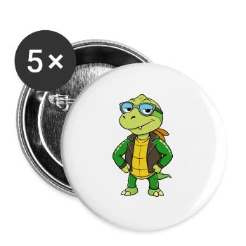 Turtle Funny Cartoon Kawaii Jacket Sunglasses - Buttons large 2.2''/56 mm (5-pack) - white - Front