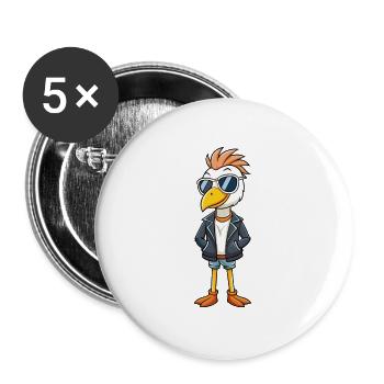 Lunettes de soleil Stork Funny Cartoon Kawaii Jacket - Lot de 5 grands badges (56 mm) - blanc - Devant