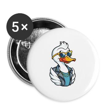 Swan Funny Cartoon Kawaii Jacke Sonnenbrille - Buttons groß 56 mm (5er Pack) - Weiß - Vorne