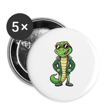 Snake Funny Cartoon Kawaii Jacket Sunglasses - Buttons large 2.2''/56 mm (5-pack) - white - Front