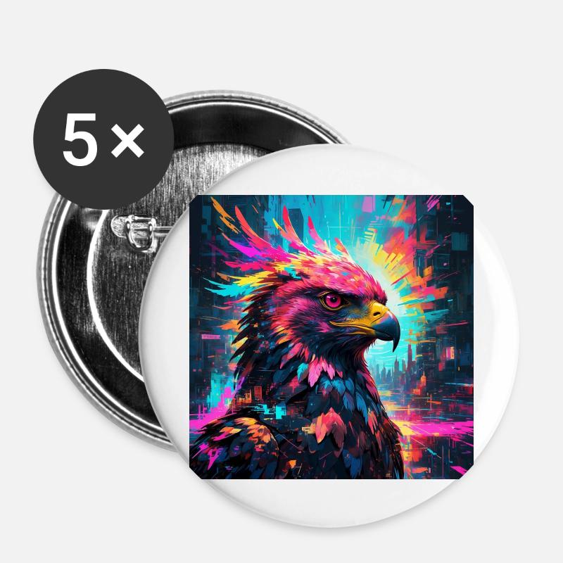Neon Eagle - Buttons large 2.2''/56 mm (5-pack) - white