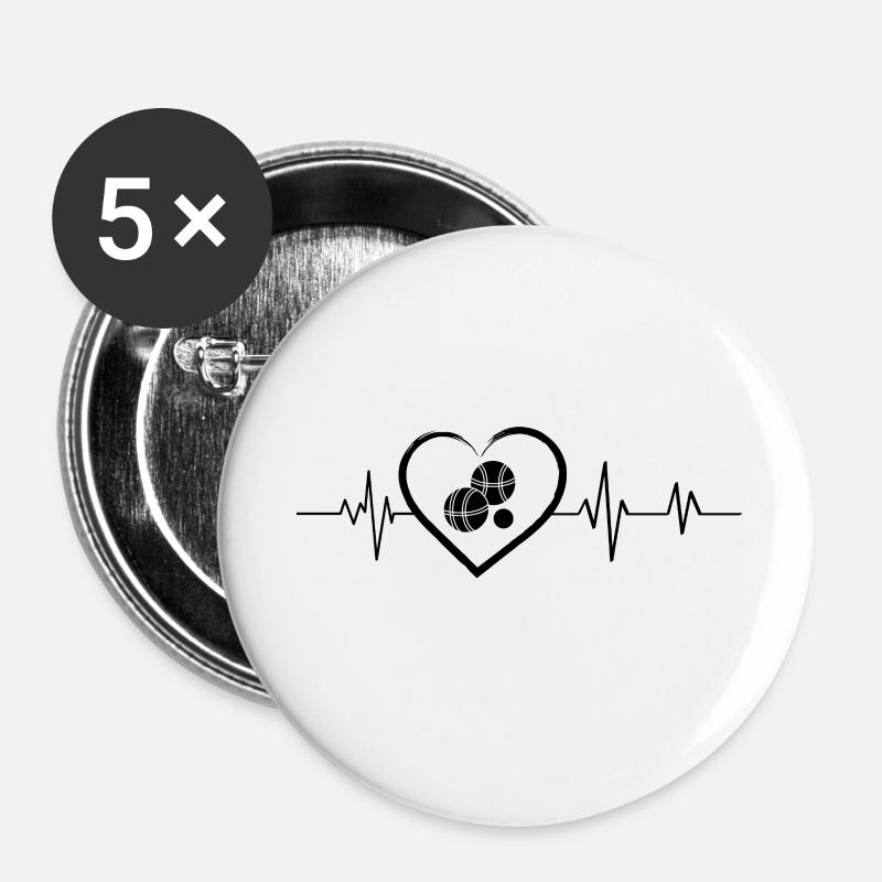 Heartbeat petanque - Buttons large 2.2''/56 mm (5-pack) - white
