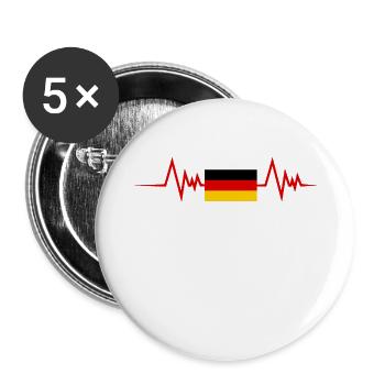 deutschland herzschlag deutschland - Buttons groß 56 mm (5er Pack) - Weiß - Vorne